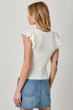 Mystree Flutter Crochet Sleeve Sweater