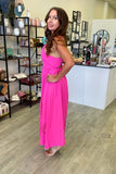 The Q2 Embroidered Dress - Fuchsia