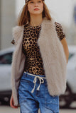 The Q2 Fine Fur Vest- Beige