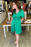 Q2 Relaxed Belted Mini Dress - Green