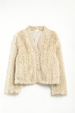 The Q2 Cropped Fine Fur Jacket- Beige