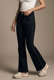 The Q2 Flare Leg Jeans with Stud Detail- Black