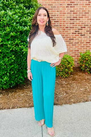 Italian Pleated Wide Legs Pants -One Size