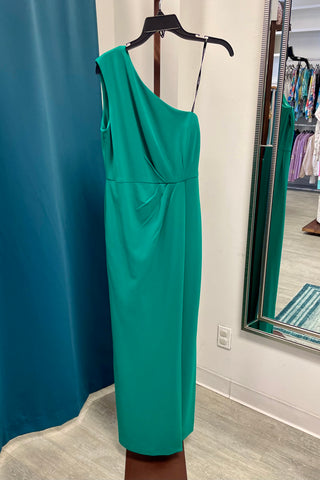 Calvin Klein One Shoulder Evening Gown - Green