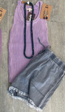 Mystree Frayed Detail Washed Shorts