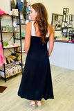 Italian Two-tone Contrast Halter Neck Maxi Dress
