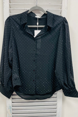 The Q2 Blouse in Black w. Strass Details - Black
