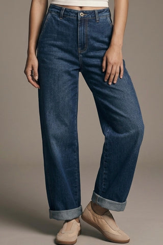 The Q2 Wide Leg Jeans- Blue