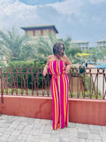 Eliza Striped Strapless Jersey Knit Jumpsuit