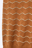 The Q2 Zigzag V-Neck Knit Sweater with Dropped Sleeves- Brown