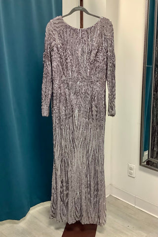 Papell Studios Sequin Mermaid Gown - Stone