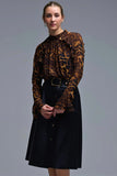 The Q2 Leopard Print Chiffon Blouse with Ruffle Detail - Brown