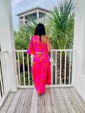 Lava Flow Meara Satin Maxi Dress - Pink-Orange