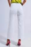 The Q2 Wide Leg Jeans- Cream