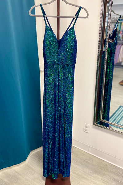 NW Nightway Sequined Evening Gown - Navy/Teal
