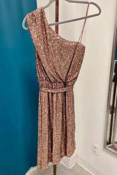 NW Nightway Sequined One Arm Cocktail Dress - Topaz