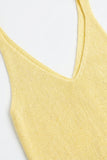The Q2 Glitter Ribbed Knit V-Neck Tank Top- Yellow