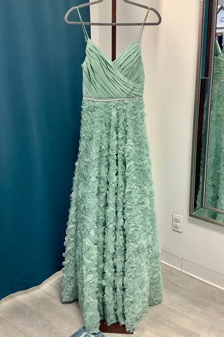 Say Yes Rosette Evening Gown - Sage