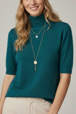 The Q2 Fine Knit Sweater with High Neck and Elbow Length Sleeves