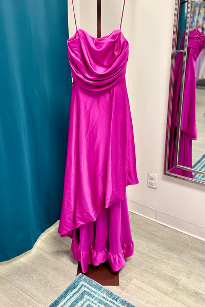 Taylor Hi-Lo Strapless Evening Gown - Byzantine Pink