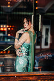 The Tuscany Italian Satin Dress with Scarf