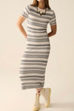 The Q2 Maxi Knitted Dress with ZigZag Detail- Cream