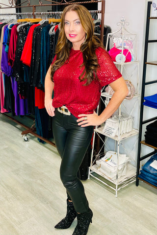 Sassy Sequins Short Sleeved Top