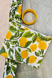 Block Printed Canvas Pouch - Lemon Groves