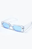 The Q2 Rectangular Sunglasses with Blue Lenses- Clear