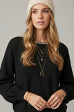 The Q2 Fine Knit Sweater with Rhinestone Boat Neck