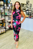 Italian Daydreams Mesh Ruched Long Dress