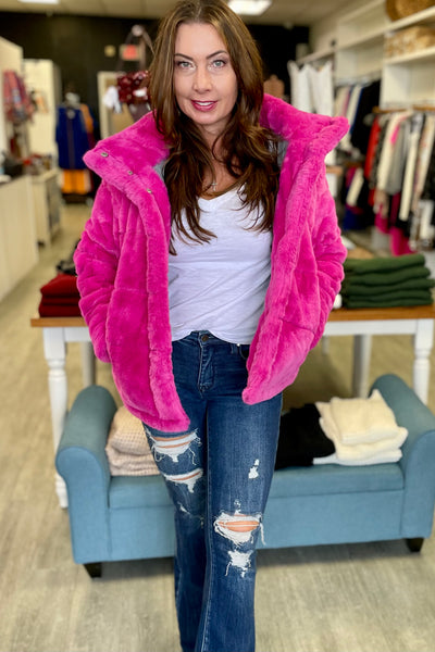 Avec Les Filles Grooved Faux Fur Coat