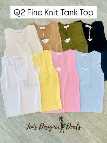 Q2 Fine Knit V-Neck Tank Top