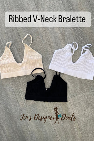 Simply Niki Ribbed V-Neck Bralette - One Size