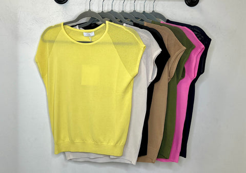 The Q2 Mesh Shoulder Fine Knit Sweater