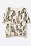 The Q2 Animal Print Short Sleeve Sweater - Cream