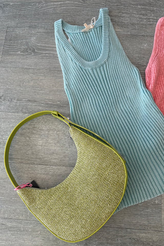 Luna Coastal Straw Shoulder Purse