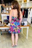 Santa Elena Rain Dance Convertible Ruffle Flounce Mini Dress: Floral Multi