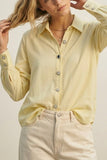 The Q2 Collar Shirt with Button Detail- Butter Yellow