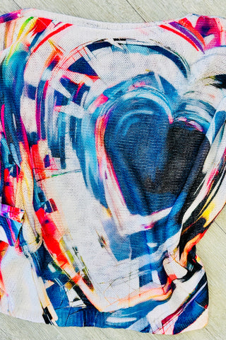 Blue Heart Printed Sweater
