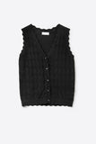 FINAL SALE The Q2 Knitted Vest with Scalloped Edges- Black