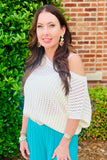 Mystree Crochet Weave Pullover - Seafoam