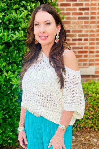 Mystree Crochet Weave Pullover - Seafoam