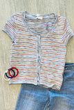 The Q2 Button Striped Sweater - Blue