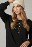 The Q2 Fine Knit Sweater with Rhinestone Boat Neck