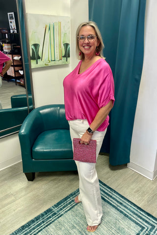 Italian Dressy Satin Front Fluid Blouse - One Size