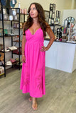 The Q2 Embroidered Dress - Fuchsia