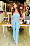 Peek-A-Boo Tie Front Strapless Jumpsuit