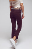 The Q2 High Rise Raw Hem Flared Jeans- Dark Brown