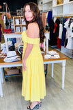Yudith Smocked Boho Maxi Dress - Yellow